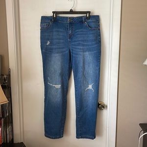 Avenue Denim Straight Distressed Jeans